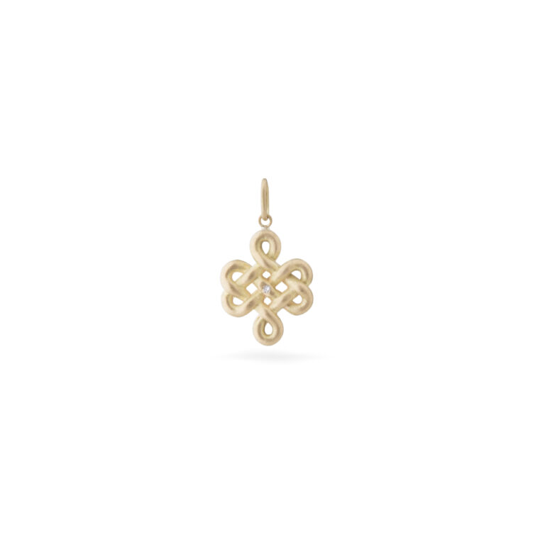 pingente endless knot ouro amarelo 18k fosco