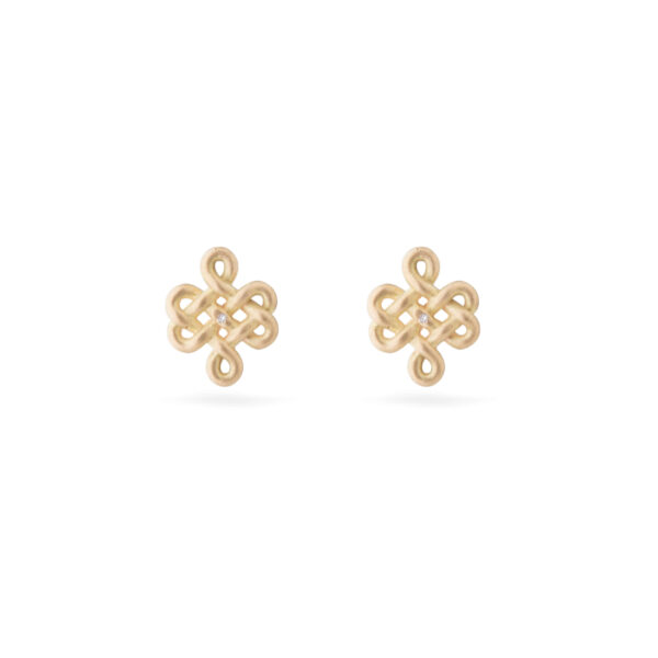 Brinco Endless Knot Ouro amarelo 18k acabamento fosco.
