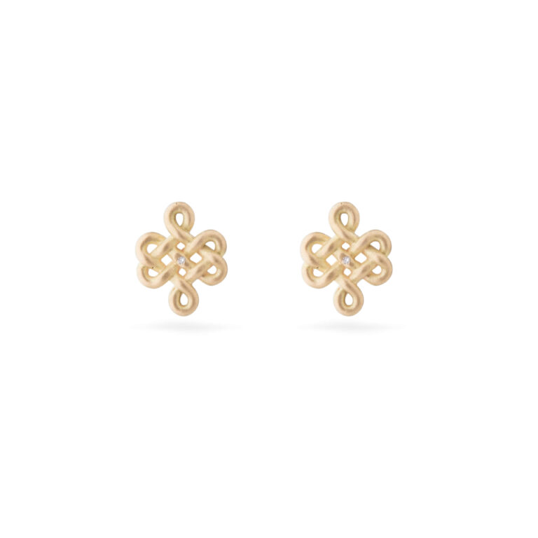 Brinco Endless Knot Ouro amarelo 18k acabamento fosco.