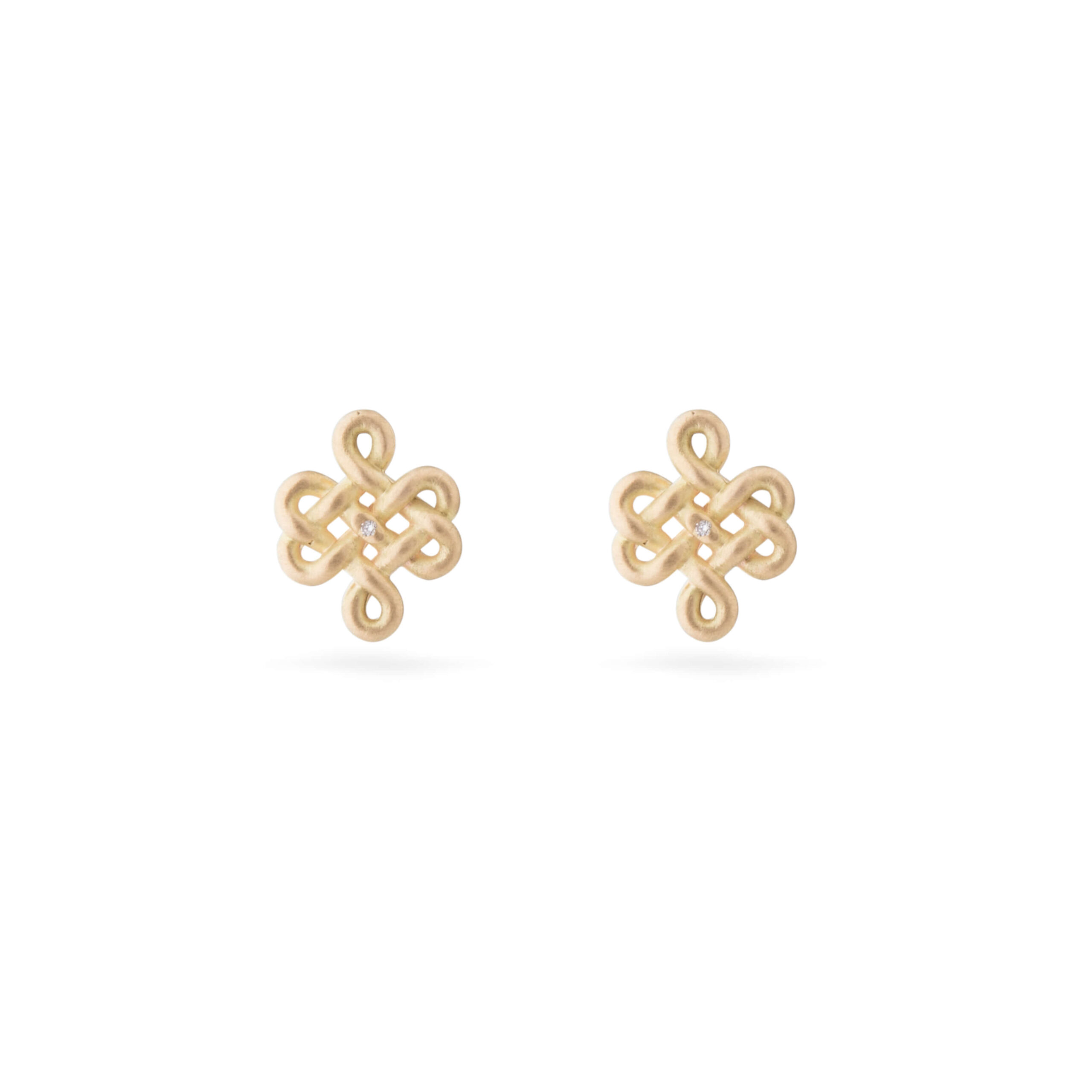 Brinco Endless Knot Ouro amarelo 18k acabamento fosco.