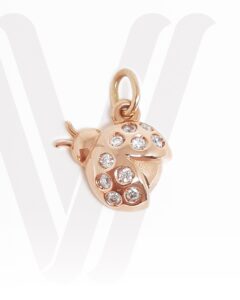 pingente joaninha ouro rosé 18k e brilhantes