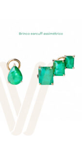 brinco earcuff de esmeralda