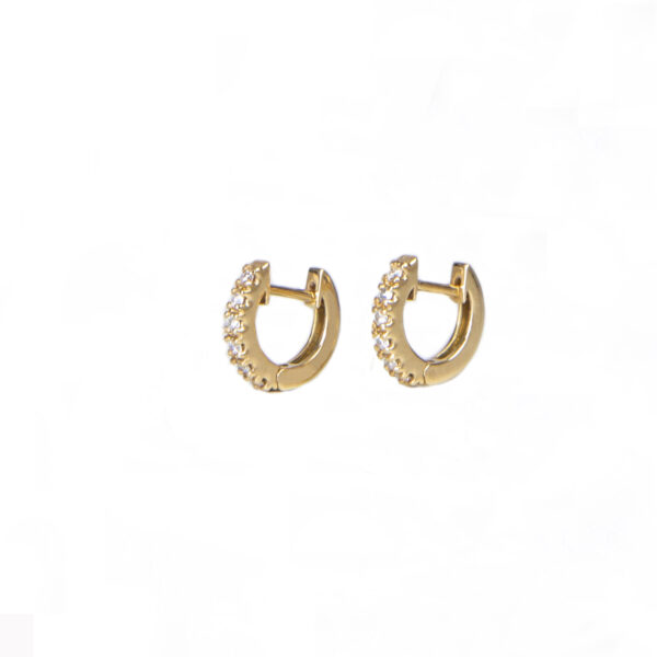 brinco argolinha mini 10mm ouro e brilhantes