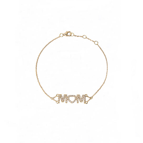 Pulseira Mom Mãe Ouro 18k e brilhantes