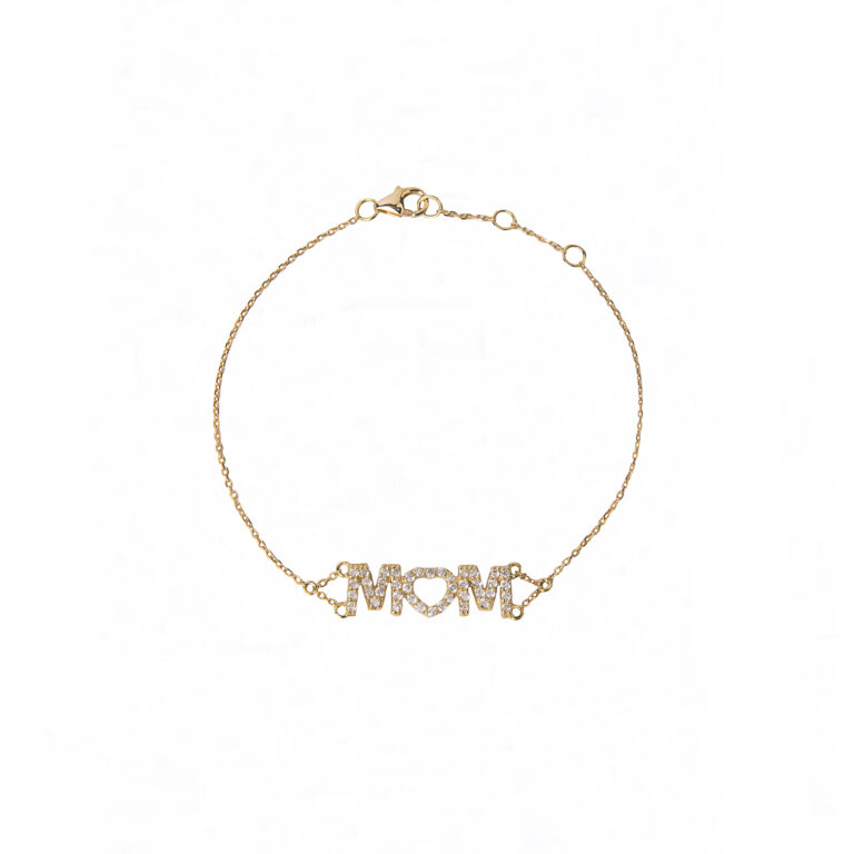 Pulseira Mom Mãe Ouro 18k e brilhantes