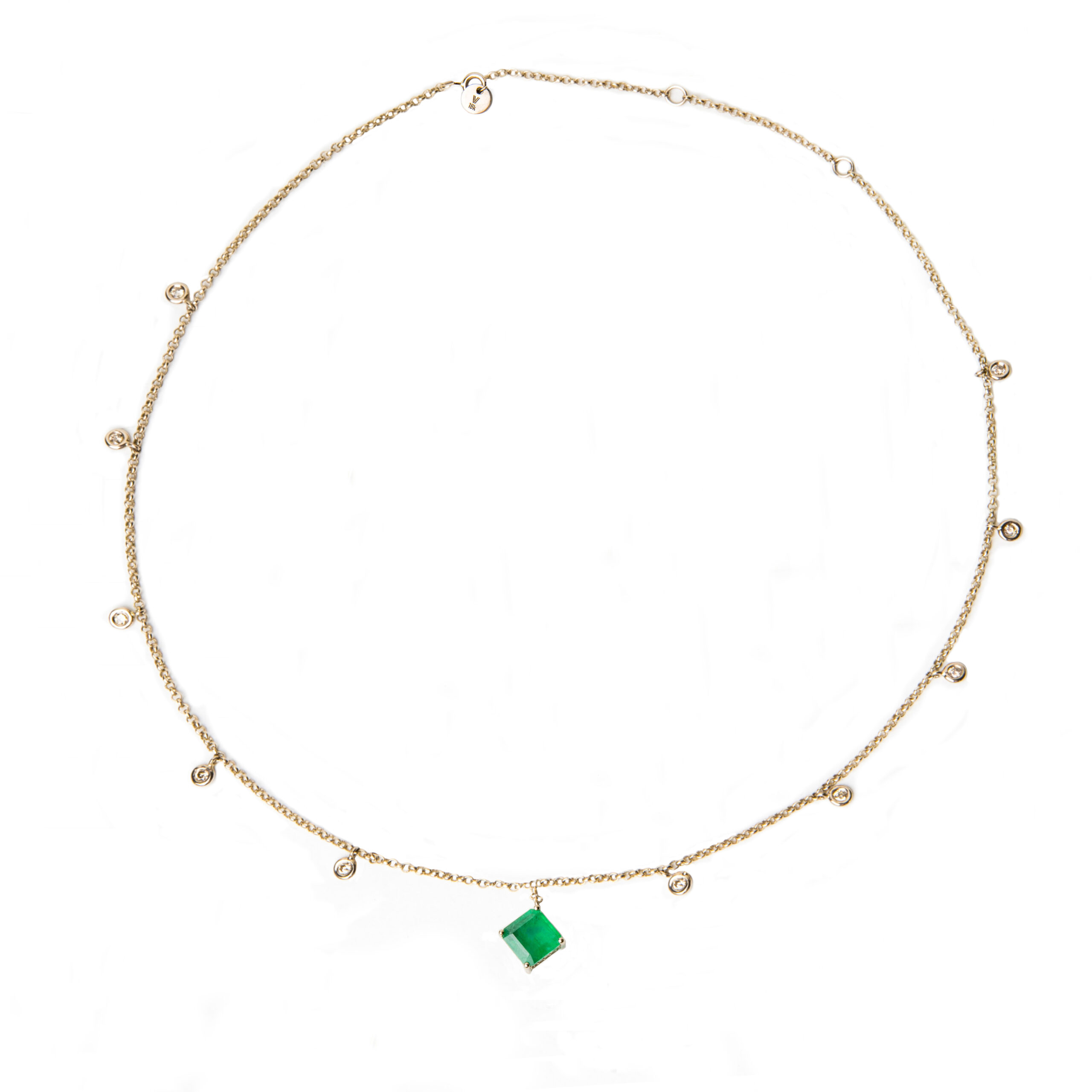 Valentina Valcareggi nov.21 - peça 8B quadrada Gargantilha Esmeralda Ouro 18k Coleção Verdoyant