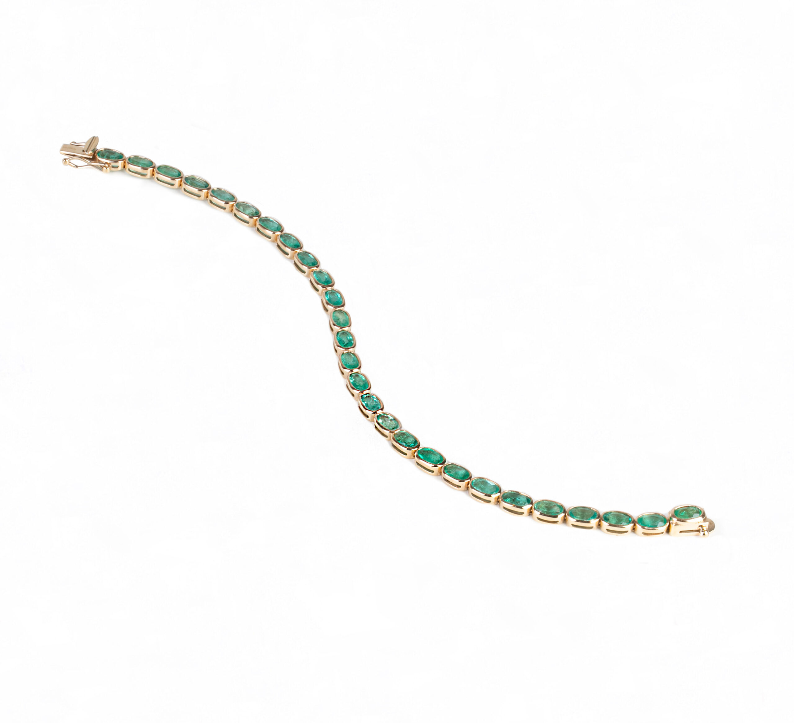 pulseira riviera ouro champanhe 18k e esmeraldas